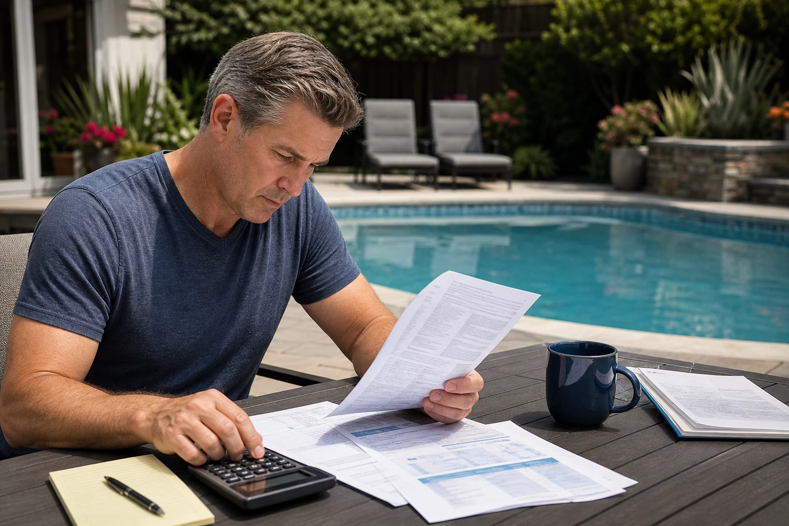 A homeowner reviewing heater run time, energy rate, and cover use in a log