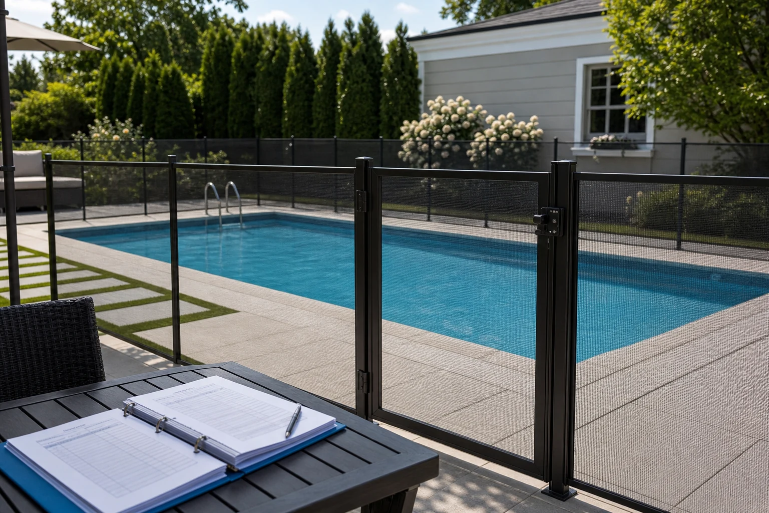 A well-documented pool prepared for inspection with functioning safety barriers
