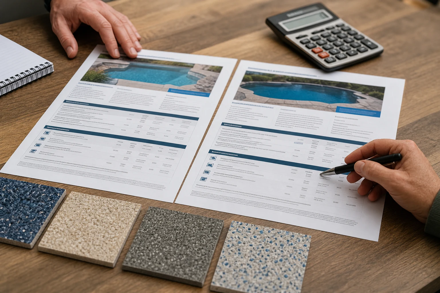 Two detailed resurfacing proposals compared by preparation, finish, startup, and warranty
